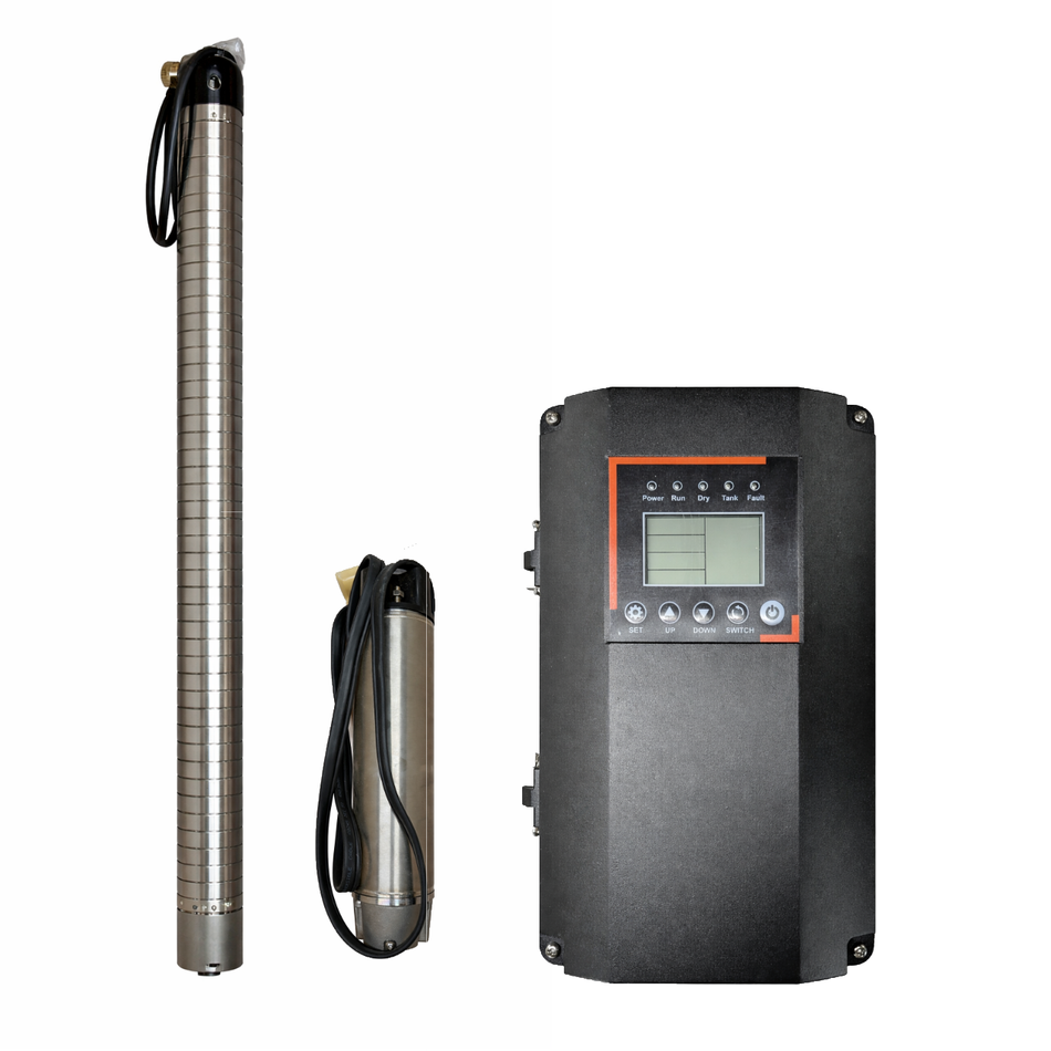 BWS 4″ AC/DC Sub Pump 20 GPM 1440′ Submersible Pump with Controller
