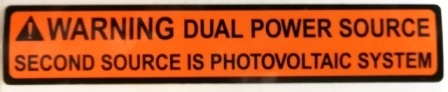 Dual Power Source - Utility & PV Label