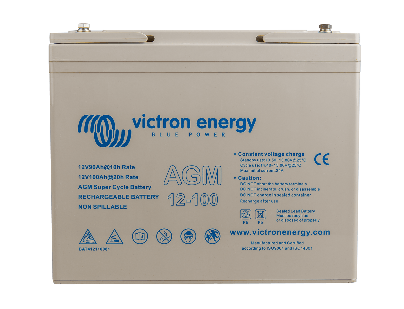 100Ah 12V Deep Cycle AGM Battery for Leisure, Solar, Wind and Off-grid 12  volt